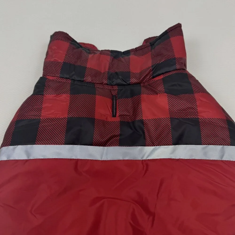 32 Degrees Heat Red Black Plaid Dog Jacket Large Puffer Vest Adjustable NEW